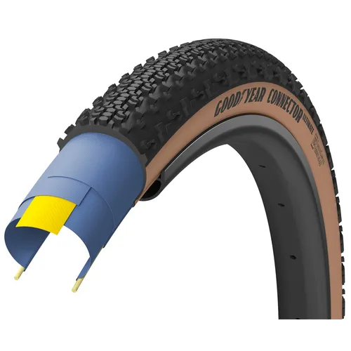 Goodyear Connector TC 700x35C Faltreifen Tubeless R:Shield 120 TPI Gravel - Faltbarer Gravel-Reifen für vielseitige Einsätze. Mit 120 TPI und R:Shield-Technologie bietet er zuverlässigen Schutz und hohe Leistung auf verschiedenen Untergründen.