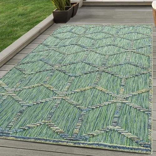SIMPEX Outdoor Teppich, Skandinavisches Design, Teppich Grün, 80 x 250 cm, Teppich skandinavischen Stil, Küche, Balkon, Terrasse, Garten, Picknick