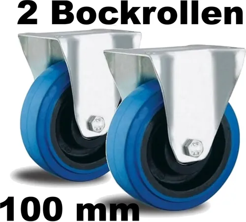 Bockrollen Geräterollen Ø 100 mm mit Rad aus Nylon Kugellager Blue Wheel Räder 2
