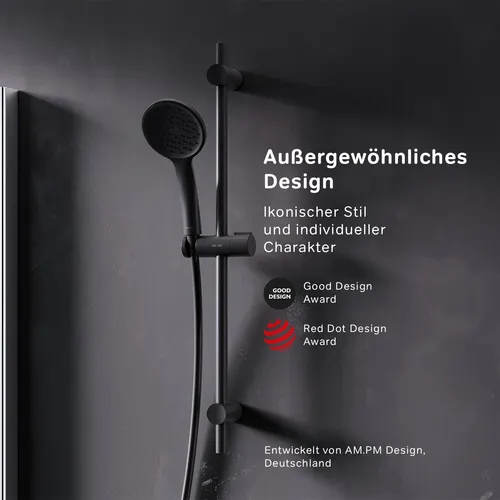 Duschset AM.PM F01TA022 Hit, Schwarz matt - Badewannen- & Duschsysteme mit hochwertiger Everlast-Beschichtung für maximale Haltbarkeit und einfache Reinigung - ein stilvoller Blickfang für Ihr Bad!