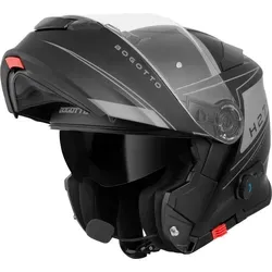 Bogotto H271 Taog Bluetooth Klapphelm, schwarz-grau, Größe M - Motorradhelm mit Bluetooth-Funktion, thermoplastischer Außenschale und ECE 22.06 zertifiziert für sicheres Fahren.