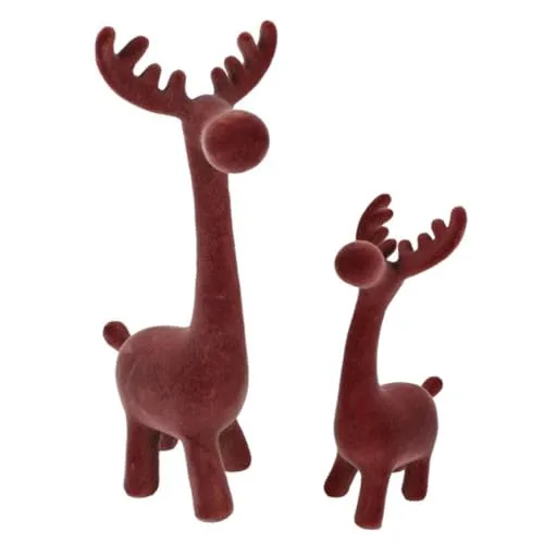 MACOSA VM10712_13 Deko Rentier 2er Set stehend Braun 27 cm Weihnachtsdeko Dekofigur Dekorentier Weihnachtsdeko Weihnachten Winterdekoration (Braun)