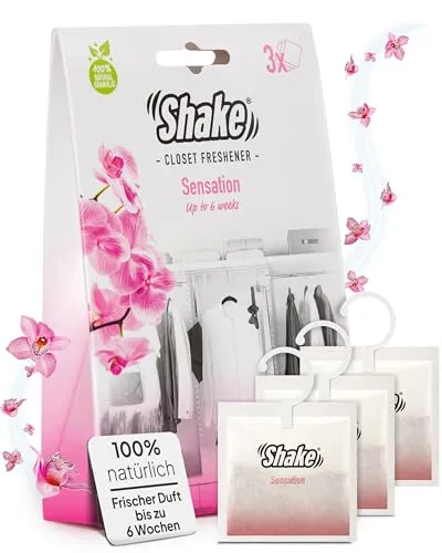 SHAKE Duftsäckchen Kleiderschrank (Sensation) • Duftkissen für Schrank, Schublade, Bad, Tasche, Auto • Raumduft gegen schlechte Gerüche • Parfüm zum Aufhängen • 3 Duftkissen