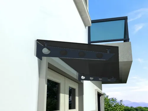 BuyLando.Shop GRS-7016 Glasvordach 120x90cm - Modernes Design - Vordach aus 13,14mm gehärtetem Grauglas, ideal für Hauseingänge. Inklusive Halterung, einfach zu montieren und robust für den täglichen Einsatz.