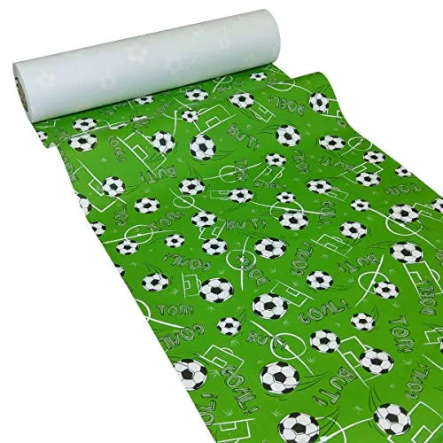 JUNOPAX Papier Tischläufer 50m x 0,40m Fußball in grün von JUNOPAX