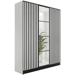 KIER FURNITURE Kleiderschrank mit Spiegel - Eden v3 - Kleiderschrank für Schlafzimmer oder Flur mit elegantem Spiegel und ausziehbarer Kleiderstange. Hochwertige Verarbeitung und modernes Design für mehr Stauraum und optische Raumvergrößerung.