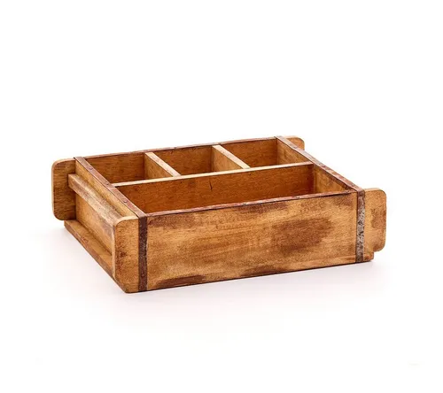 Die Stadtgärtner Dekokiste Vintage Ziegelform - Handgefertigte Holzkiste mit 4 Kammern, ideal zur stilvollen Aufbewahrung oder als Pflanzkiste, nachhaltig aus recyceltem Holz und einzigartig im Design.