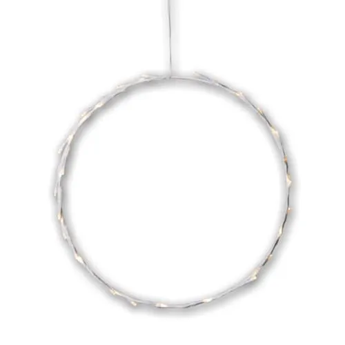 Star Trading 691-35 LED-Kranz Crispy weiß, Kunststoff, Ø 35 cm, Ring, 30 ww LED, Batterie, Timer, 1 m Kabel, Vierfarb-Karton