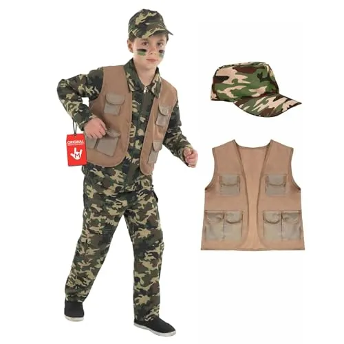 Fun Shack Kinder Kostüm Soldat, Militär Tarnanzug, Perfekt für Karneval und Fasching, Armee Look Jungen, XL