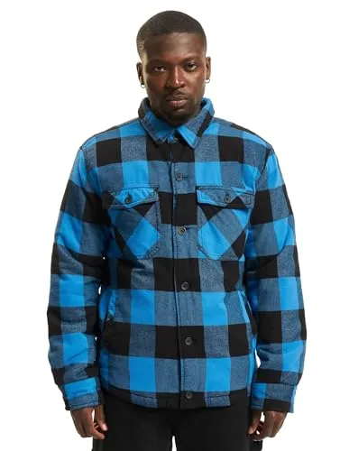 Brandit Lumber Jacket 6XL - Schwarz-Blau - Wattierte Flanelljacke in Übergröße mit 2 großen Brusttaschen und praktischer Innentasche, ideal für kalte Tage und Outdoor-Aktivitäten.