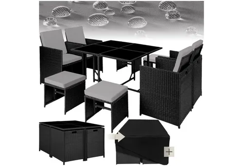 tectake 9-tlg Rattan Sitzgruppe mit Polster