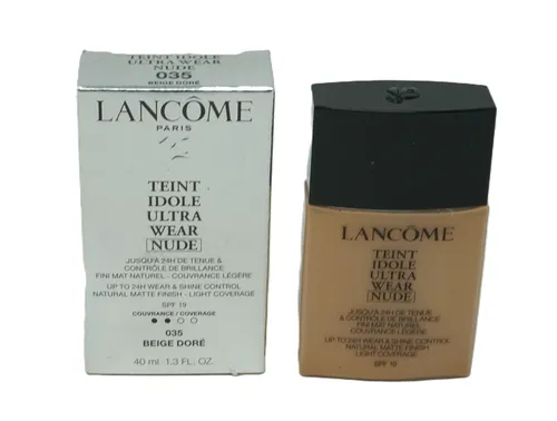 Lancome Teint Idole Ultra Wear Nude SPF19 Foundation 035 Beige 40ml - Hochwertige Foundation für einen natürlichen Teint, mit Lichtschutzfaktor 19 für zusätzlichen Schutz. Ideal für den täglichen Gebrauch und ein makelloses Finish.