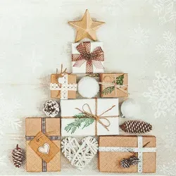 Home Fashion, Tree of Gifts, Lunch-Servietten aufgefaltetes Maß 33 cm x 33 cm, im Viertelfalz, 20 Stück pro Pack