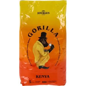 Gorilla Kaffee Kenya, ganze Bohnen, 1 kg – 100% Arabica - Nussiger Kaffee mit blumigen und beerigen Noten, ideal für Vollautomaten und Siebträgermaschinen. Genießen Sie 1 kg hochwertigen Röstkaffee für den perfekten Kaffeegenuss.