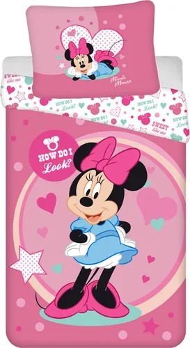 Disney Minnie Maus Wendebettwäsche Set - Bettwaren-Set für Kinder mit Minnie Maus Design, 140 x 200 cm Bettdecke und 70 x 90 cm Kissen, aus 100% Polyester, pflegeleicht und farbenfroh für süße Träume.