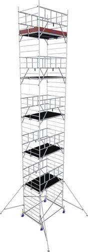 Krause Fahrgerüst MONTO ProTec XXL Aluminium 12,30 m - Leiter & Treppe, extrem stabil und ideal für professionelle Anwendungen bei hohen Arbeiten, mit einer Arbeitshöhe von bis zu 12,30 m.