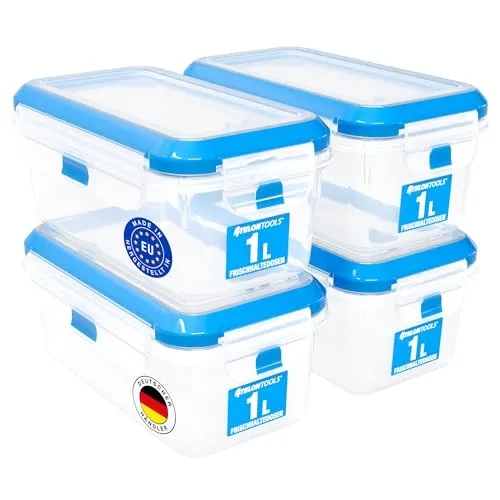 ATHLON TOOLS 4x 1L Frischhaltedosen-Set in Gastro-Qualität von ATHLON TOOLS