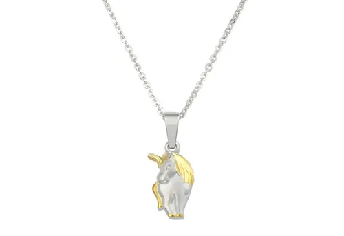 Amor Kette mit Einhorn Anhänger aus 925 Sterling Silber - Bicolor Mädchen Halsschmuck, individuell verstellbar von 35 bis 38 cm, kommt in Schmuck Geschenk Box – das perfekte Geschenk für kleine Prinzessinnen!