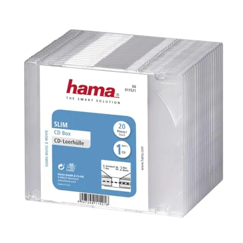 Hama CD-Leerhülle (20er-Pack, Slim, Höhe 5,2mm) CD-Schutzhülle weiß