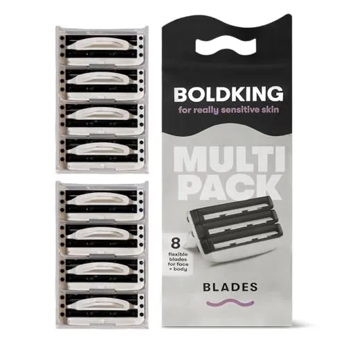 Boldking Rasierklingen 8 Stück Extra Sensitiv - Rasierklinge Multipack für besonders sensible Haut - Rasierklingen Herren für eine gründliche Rasur - Recycelbare Klingen Rasierer