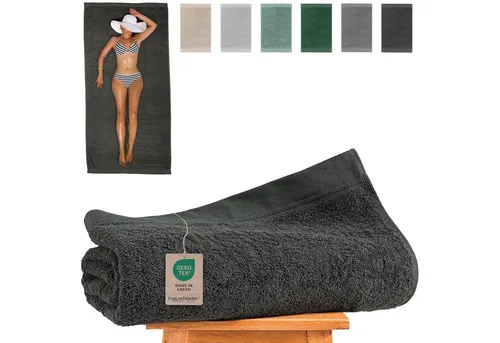 Hausfelder Saunatuch Saunahandtuch XXL groß 100x200cm, Baumwollfrottee (1-St), Mit Aufhängeschlaufen, saugstark