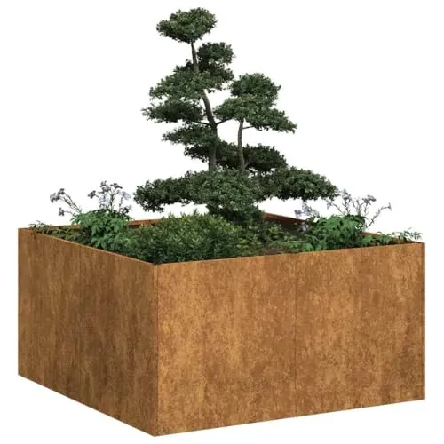 vidaXL Pflanzkübel Rostig 80x80x40 cm - Wetterfester Stahl Pflanzkübel, korrosionsbeständig und wartungsfrei, ideal für Gärten, Balkone und Terrassen.