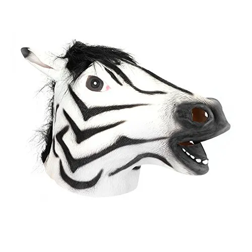PferdeMaske Halloween Tiermaske Pferd Zebra Pferdekopf Umweltfreuntlich Versteckt Gesichtsmaske Weich Ungiftig Tierkopf Halloween Requisit Kostümdeko Lustig Kostümmaske Halloweenparty Mottoparty