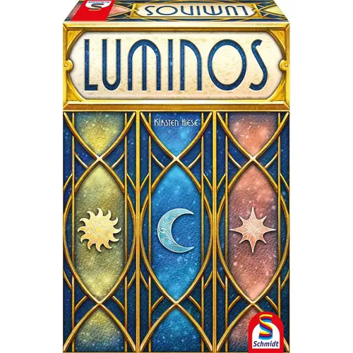 Schmidt Spiele Luminos - Familienspiel Legespiel - Entdecke Luminos, das spannende Legespiel für 2-4 Spieler ab 8 Jahren. Mit einfachen Regeln und kniffligen Entscheidungen baust du dein eigenes Himmelszelt und sammelst Punkte durch geschicktes Platzieren der Plättchen.