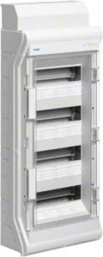 HAGER VE412DN Kleinverteiler AP 4x12TE KST IP65 - Verteilerkästen, robuster Aufputz Kleinverteiler mit IP65 Schutz, ideal für den Einsatz in feuchten Umgebungen, 4x12TE, aus hochwertigem Kunststoff.