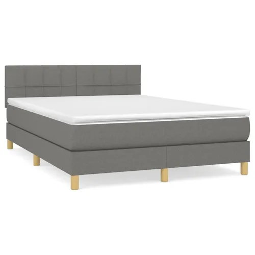 vidaXL Boxspringbett Dunkelgrau 140x200 cm mit Matratze