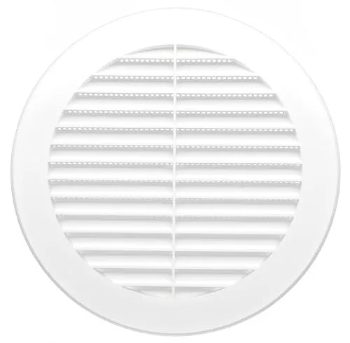 H&C VENT Lüftungsgitter Plastik Abluftgitter - Außengitter mit Insektenschutz - Belüftungsgitter - Luftgitter - Ablufthaube - rundes Kunststoff Luftführungselement (Weiß, Ø 125 mm)