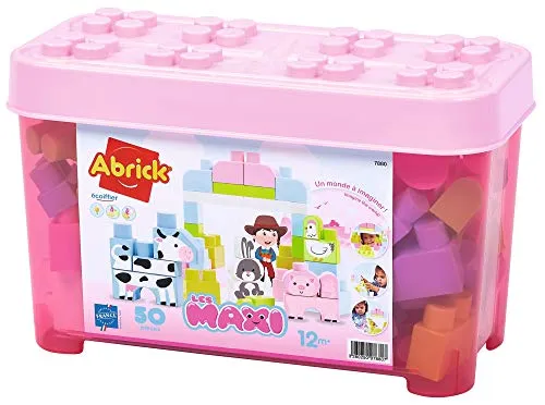 Ecoiffier Les Maxi Bauklötze - 50-teiliges Set in praktischer Dose, hochwertiges interaktives Spielzeug für Kinder ab 1 Jahr
