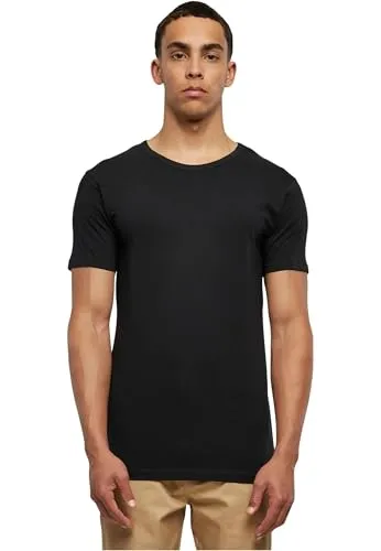 Urban Classics Herren Fitted Stretch Tee – Eng anliegendes T-Shirt aus Baumwolle & Elasthan, Kurzarm Basic für Freizeit, Training & Streetwear,Schwarz,XL