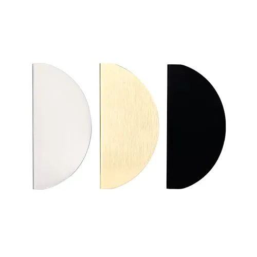 Natural Goods Berlin Möbelgriffe rund HALBKREIS 1 Stück Edelstahl-Optik / 64mm Lochabstand/Schrankknöpfe passend für 15-22mm Türstärken/Griffe für Küchenschränke, Kommoden, Sideboard etc.