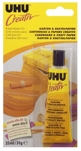 UHU Spezialkleber 'Creativ' für Karton & Bastelpapier - Klebeprodukte für kreatives Basteln, farblos und schnell bindend, ideal für Karton und Bastelpapier, zieht keine Fäden und tropft nicht – perfekt für Schule und Haushalt.