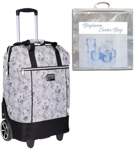 Punta Big Wheel Einkaufsroller mit Thermotasche (Pastel Grau Flower 2827)