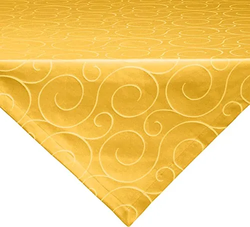 Erwin Müller Mitteldecke, Tischdecke Oberhausen, Jacquard Ranken Curry Größe 80x80 cm - pflegeleicht, bügelleicht, mit Kuvertsaum