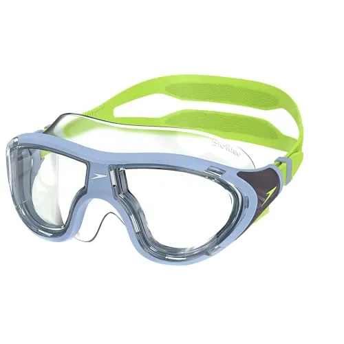 Speedo Unisex Kinder Biofuse Schwimmmaske | Ergonomisches Design für optimale Sicht - Schwimmbrille für Kinder mit einzigartigem Linsendesign für erweitertes Sichtfeld und weichem Silikonrock für maximalen Komfort beim Schwimmen in offenen Gewässern.