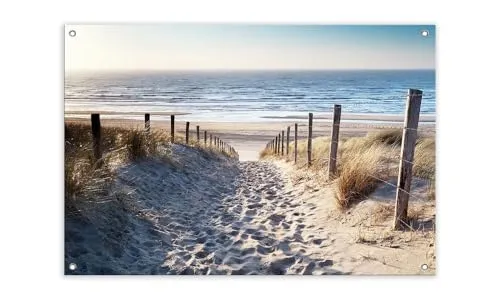 artissimo, Garten-Poster 90x60cm, PE6740-GP, wetterfestes Outdoor-Poster, Bild, Garten-Deko, Gartenbild, Balkon-Deko, Wanddeko für draußen, maritime Outdoor-Deko, Weg zum Strand oder Meer