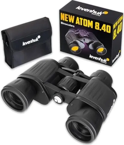Levenhuk New Atom 8x40 Fernglas - Kompaktes 8x40 Fernglas mit hochwertiger Optik, ideal für Naturbeobachtungen und Outdoor-Aktivitäten. Leicht und handlich für den einfachen Transport.