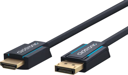 CLICK 44924 DisplayPort 1.2 auf HDMI A Stecker 4K 60 Hz, 2 m - HDMI-Kabel für brillante 4K @ 60 Hz Videoqualität | Robuste Bauweise mit vergoldeten Kontakten und integriertem Signalverstärker für optimale Übertragung über größere Distanzen.