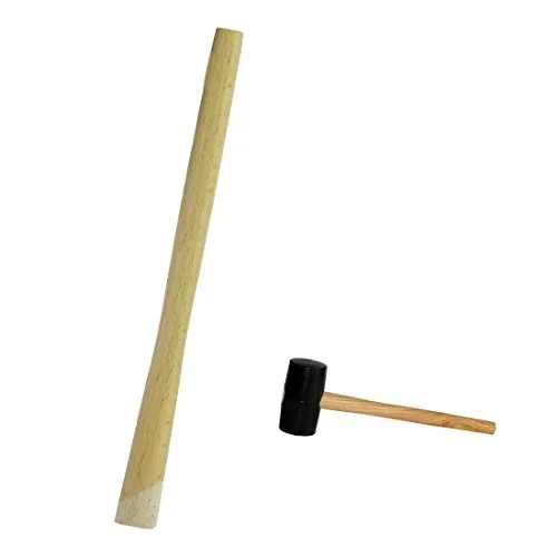 bauCompany24 Gummihammer-Stiel Ø 65 mm aus hartem Eschenholz, Länge: 340 mm, Auge: 31 x 26 mm, sauber geschliffen, lackiert, für alle gängigen Gummihämmer geeignet