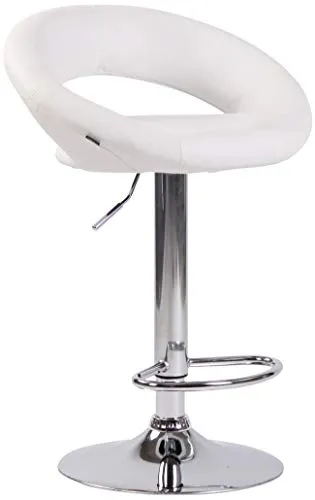 CLP Barhocker Olinda - Höhenverstellbar & Drehbar in Weiß-Chrom - Barhocker Olinda aus Kunstleder, ideal für stundenlanges Sitzen mit bequemer Polsterung und höhenverstellbarem Gaslift. Perfekt für Bar, Küche oder Essbereich.