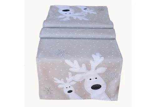 Raebel Tischdecke Weihnachten Tischläufer Läufer Weihnachtsdeko Weihnachtsdecke Elch Ecru 40x85
