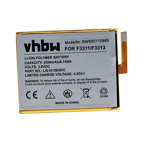 vhbw Akku kompatibel mit Sony F3311, F3313 Handy Smartphone Telefon (2300mAh, 3,8V, Li-Polymer)