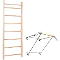 Sport-Thieme Profi Sprossenwand mit Klimmzugbügel 210x80 cm - Vielseitige Sprossenwand für Kletter- und Dehnübungen, aus hochwertigem Holz, inkl. Klimmzugbügel für ergonomisches Training. Ideal für Schulen und Fitnessräume.