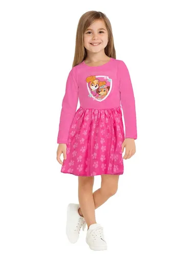 United Labels® A-Linien-Kleid langärmlig - Paw Patrol: Skye & Liberty - Rock mit Tatzen allover