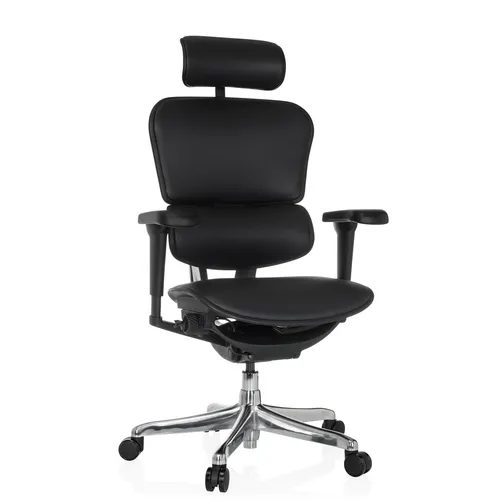 Ergonomischer Chefsessel ERGOHUMAN GEN2 aus Leder - Bürostuhl mit gepolsterter Kopfstütze, individuell einstellbarer Sitzhöhe und max. Belastbarkeit von 120 kg – ideal für komfortables Arbeiten im Büro.