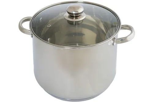 DESKI Edelstahl Kochtopf 14 L mit Glas Deckel - Koch- & Suppentöpfe, 28 cm Durchmesser, spülmaschinenfest und für alle Herdarten geeignet – ideal für große Portionen.