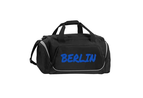 multifanshop Sporttasche Berlin blau - Hochwertige Fanartikel - Sporttasche mit 4 Fächern, ideal für Fans von Berlin blau. Langlebiges Material und individuelles Druckverfahren für brillante Farben.
